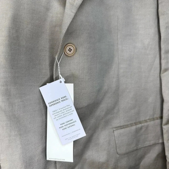 Perry Ellis 46R khaki tan blazer 55% linen 45% tencel NEW - Picture 6 of 6